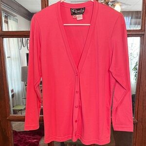 Rochelle Women's Bright Pink V-Neck Button Front Cardigan